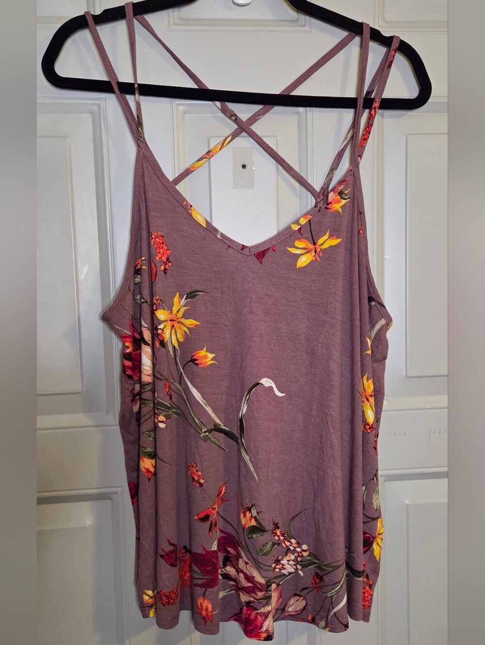 Papermoon - Mauve Floral Crisscross Strap Floral Camisole